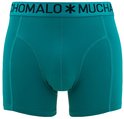 Petrolkleurige boxershort met naden aan de voorkant en logo op de tailleband.