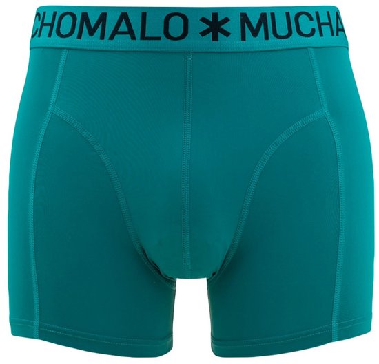 Petrolkleurige boxershort met naden aan de voorkant en logo op de tailleband.