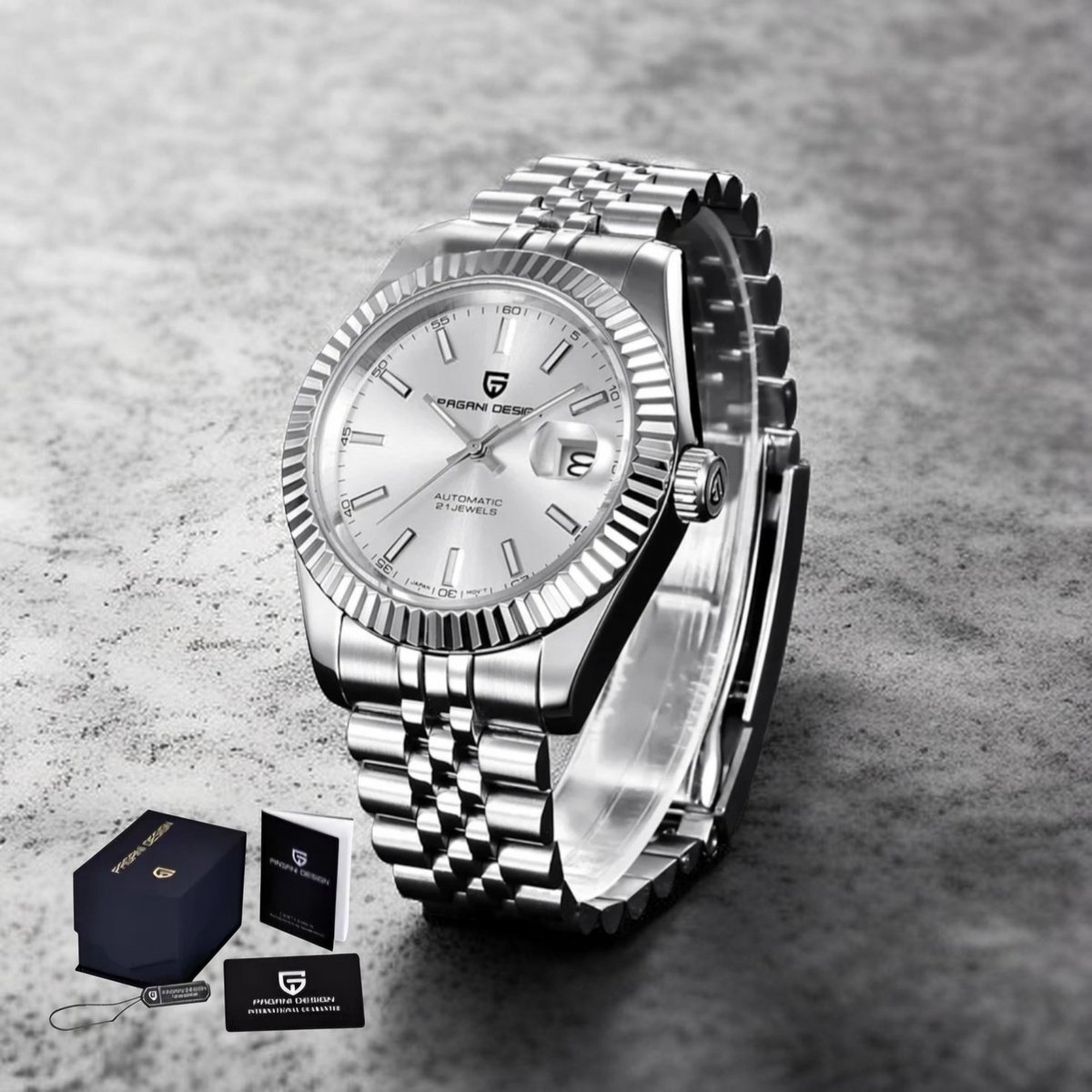 Pagani Design PD-1645 Automatisch Herenhorloge - Grijs Wijzerplaat, Saffierglas, Roestvrij Staal 42MM