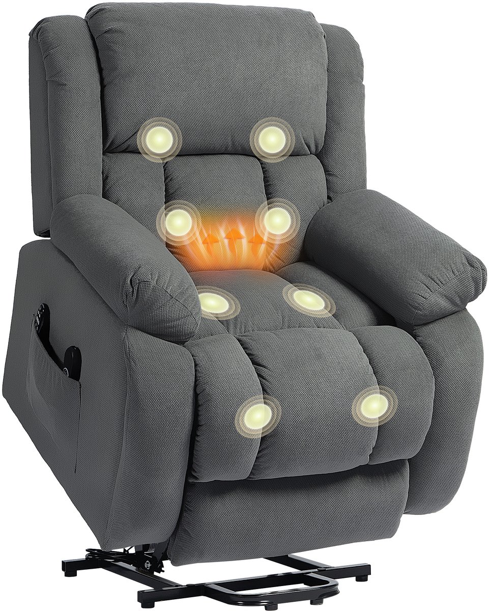 HOMCOM Multifunctionele Massagestoel Fluweel Grijs - Product - €479,90