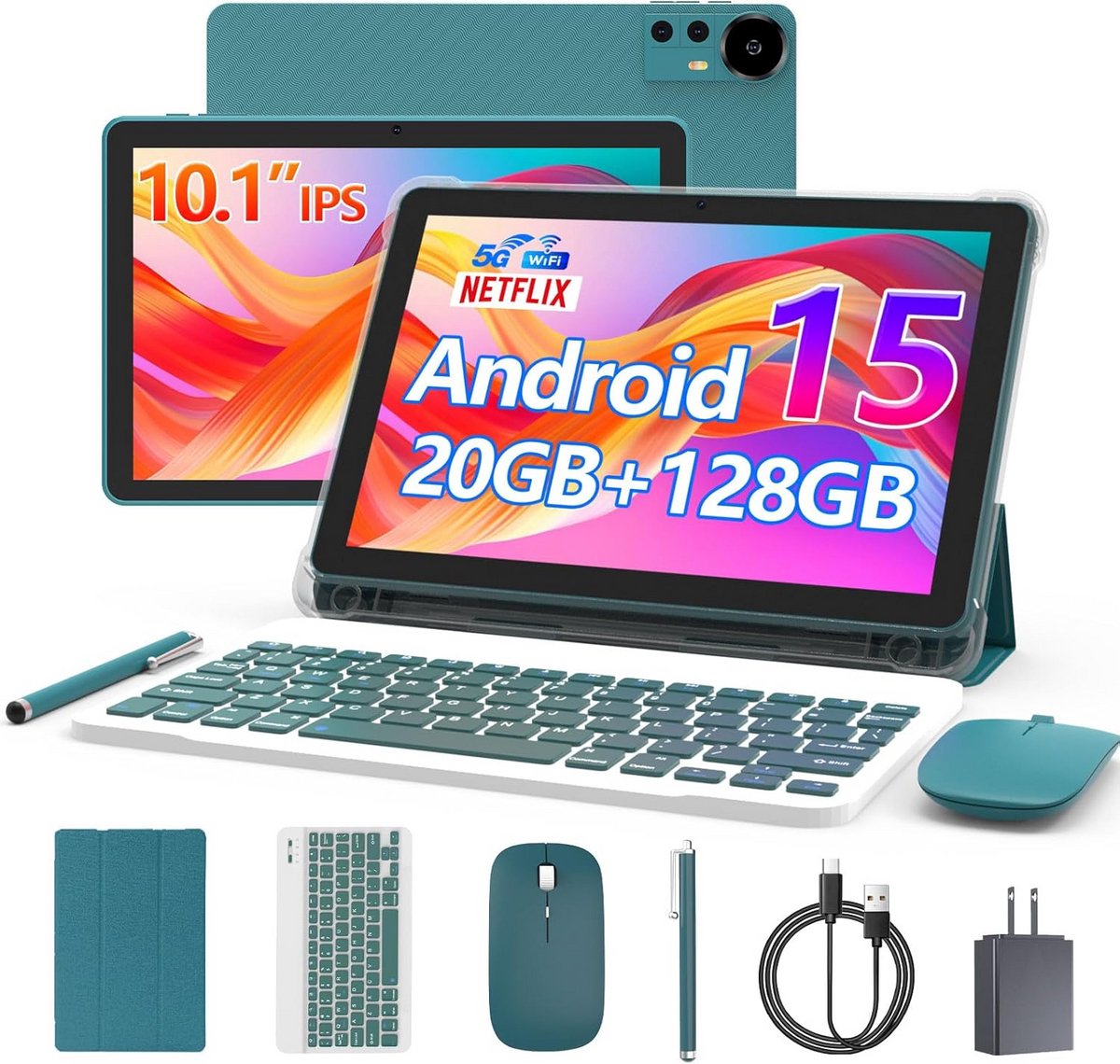 10 inch Android Tablet met Toetsenbord, 12GB RAM en 128GB Opslag