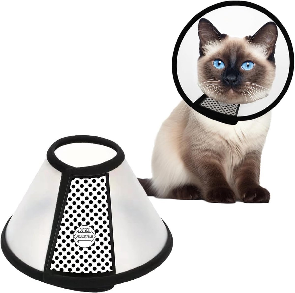 Kraag voor huisdieren, beschermende halsband, kegel voor huisdieren, verstelbare herstelhalsband voor kleine honden en katten, baden, nageltrimmen, omtrek 22-26 cm (L)