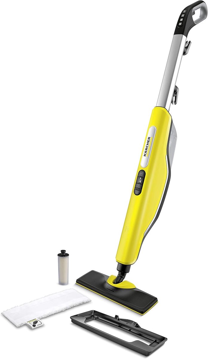 Verticale Stoomreiniger - Stoom Bezem - Hygiënisch Reinigen - Snel Opwarmen - 118.5 cm Hoog - Geel