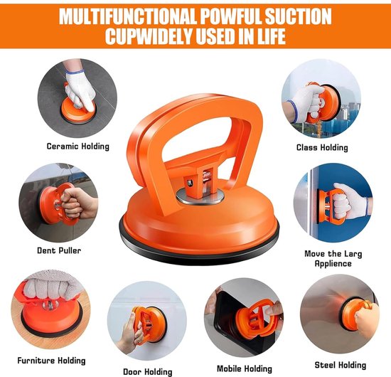 Zuignappen Set - Reparatiedopjes - Deuk Verwijderen - Sterke Zuigkracht - 55x66mm - Oranje van Merkloos — afbeelding 2