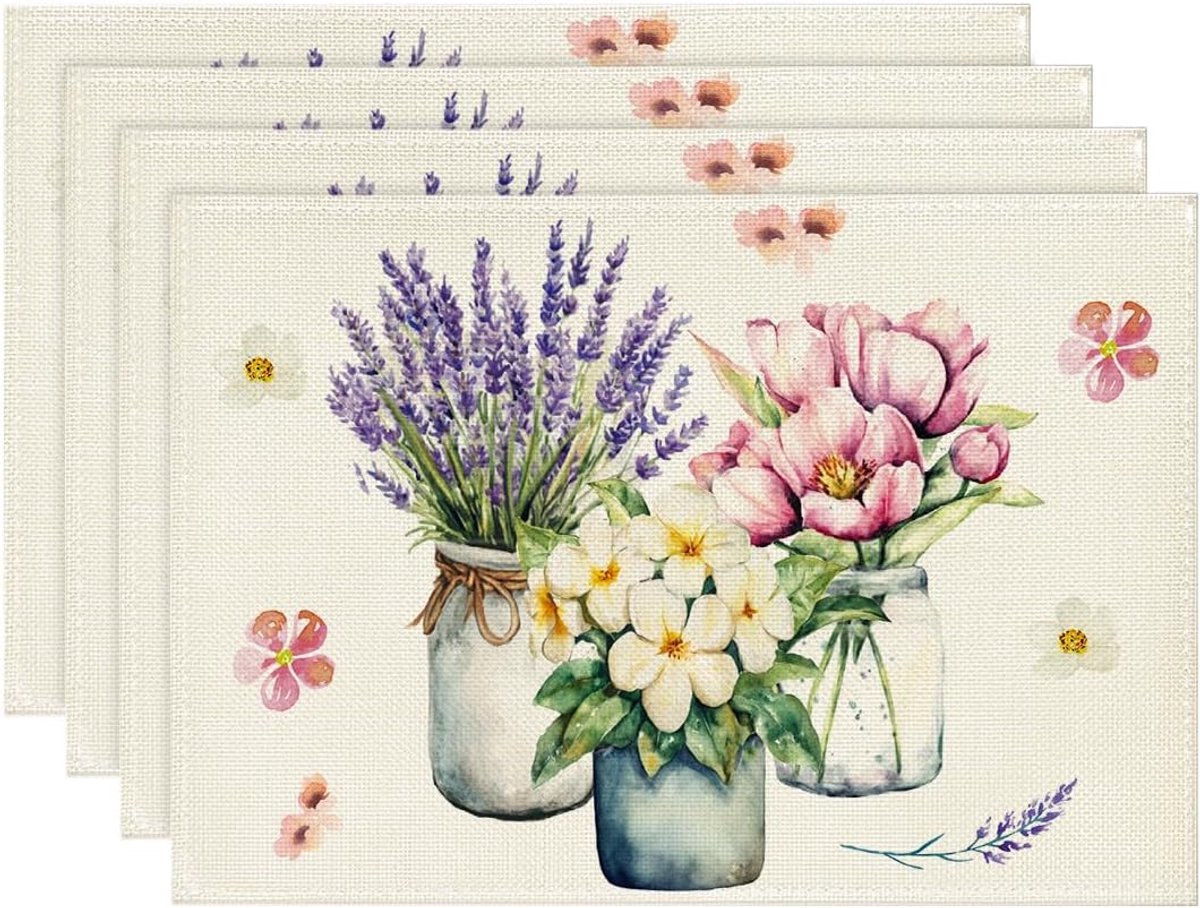 Set Placemats - Tafeldecoratie - Keuken en Diner - Machinewasbaar - 30 x 45 cm - beige