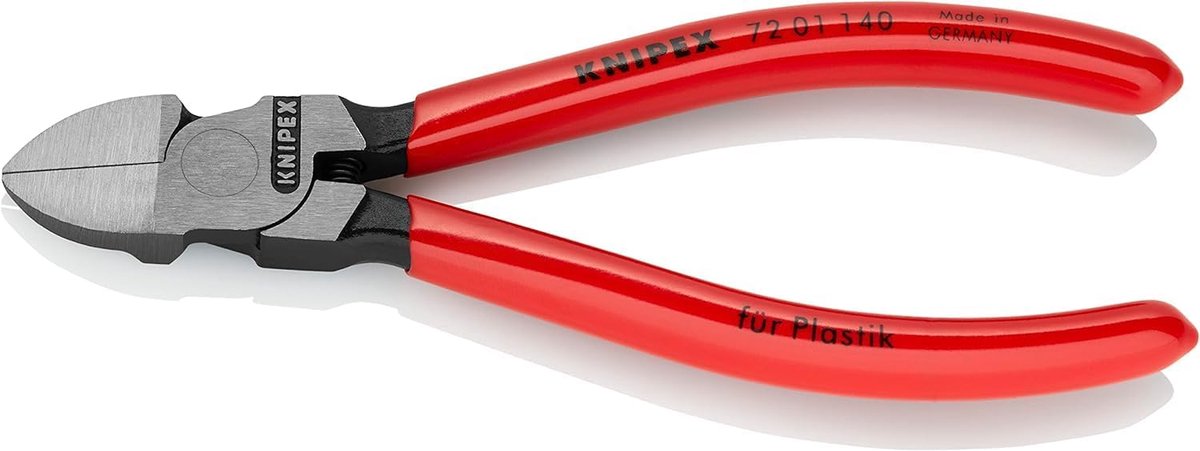 Zijsnijtang Kunststof - Precisietang plastic - Gladde sneden maken - Oppervlaktegeslepen snijkanten - 140 mm lengte - Rood bekleed