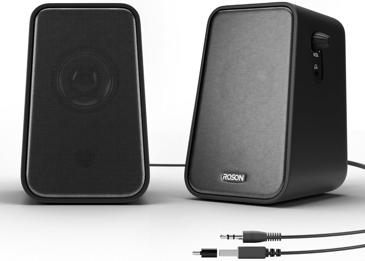 Compacte Luidspreker - Stereo Geluid - Desktop Audio - USB Aangedreven - 9x9x14 cm