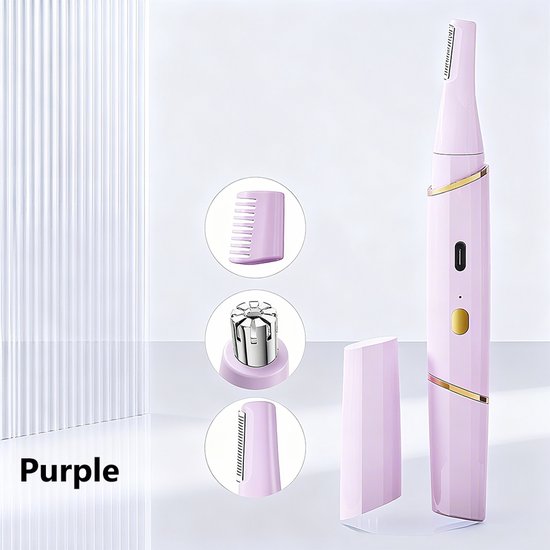 Belle's product-ontharingsapparaat-2-in-1 oplaadbare gezichtstrimmer voor vrouwen – Voor neus, oren & wenkbrauwen (Paars)-Belle's product