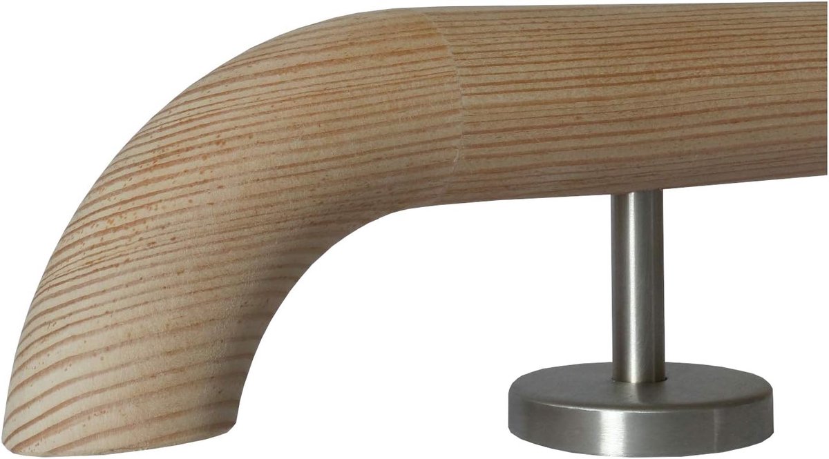 Lariks Trapleuning - Houten Leuning - Binnen Buiten - RVS Houders - 42mm Diameter 150cm - Houtkleurig