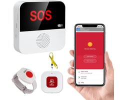 Noodhorloge voor senioren, Tuya Smart WiFi noodknop voor senioren, 1 ontvanger, 1 knop, 1 polsknop (ondersteunt alleen 2,4 GHz Wi-Fi)