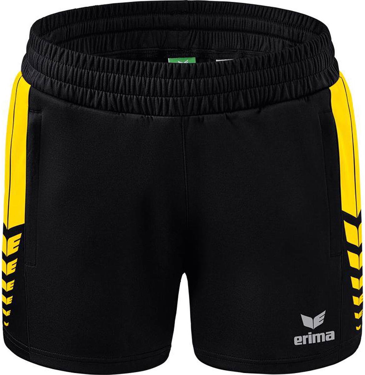 Erima Six Wings Worker Short Kinderen - Zwart / Geel | Maat: 116