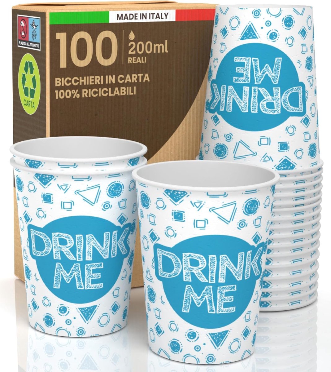 Kartonnen Bekers - Wegwerp Drinkgerei - Warme Dranken - Biologisch Afbreekbaar - 200 ml - Kleurrijk Fantasie
