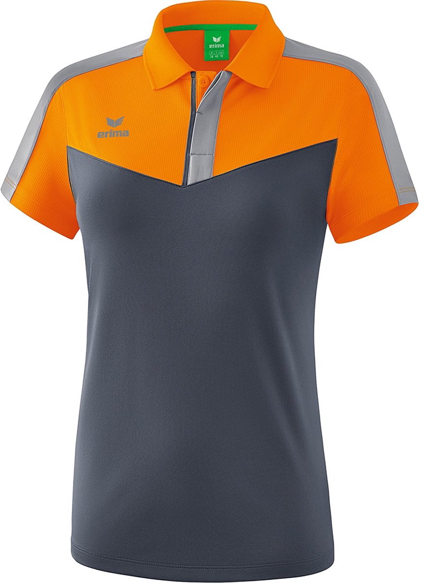 Erima Squad Polo Dames - New Orange / Slate Grey / Monument Grey | Maat: 38