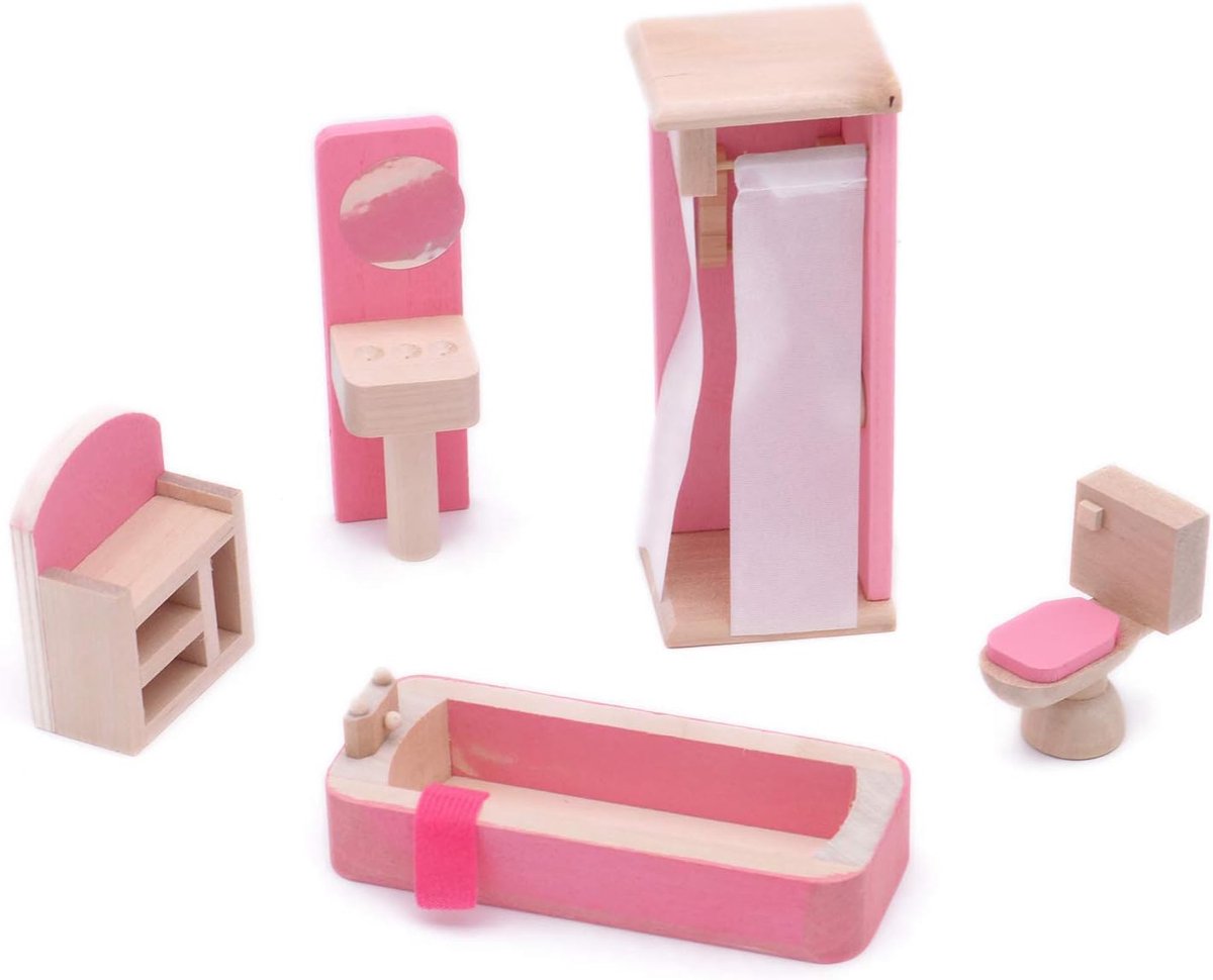 Houten Poppenhuis Meubels - Miniatuur Set - Poppenhuis Spelen - Gedetailleerd Design - Schaal 1:12 - Meerdere Kleuren