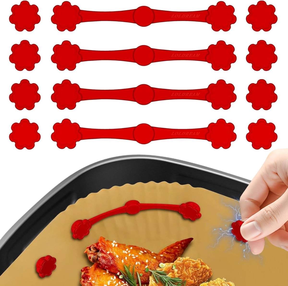 Magnetische Airfryer Clips - Siliconen Houders - Bakpapier Bevestigen - Voorkomt Opwaaien - 15 x 10.5 cm