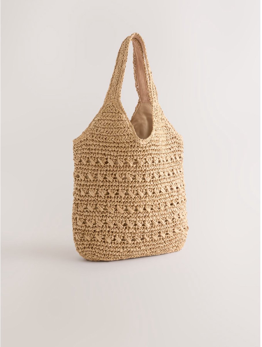 Next - Dames - Schoudertas met raffialook - Naturel