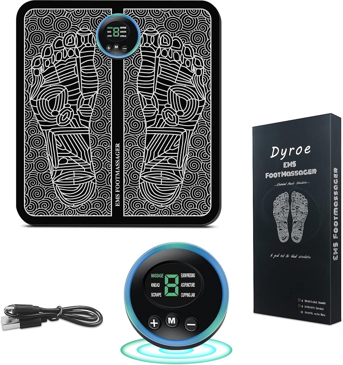 Voetmassageapparaat - Elektrische Voetstimulator - Spierontspanning - 6 Modi 9 Frequentie - 327 x 155 cm