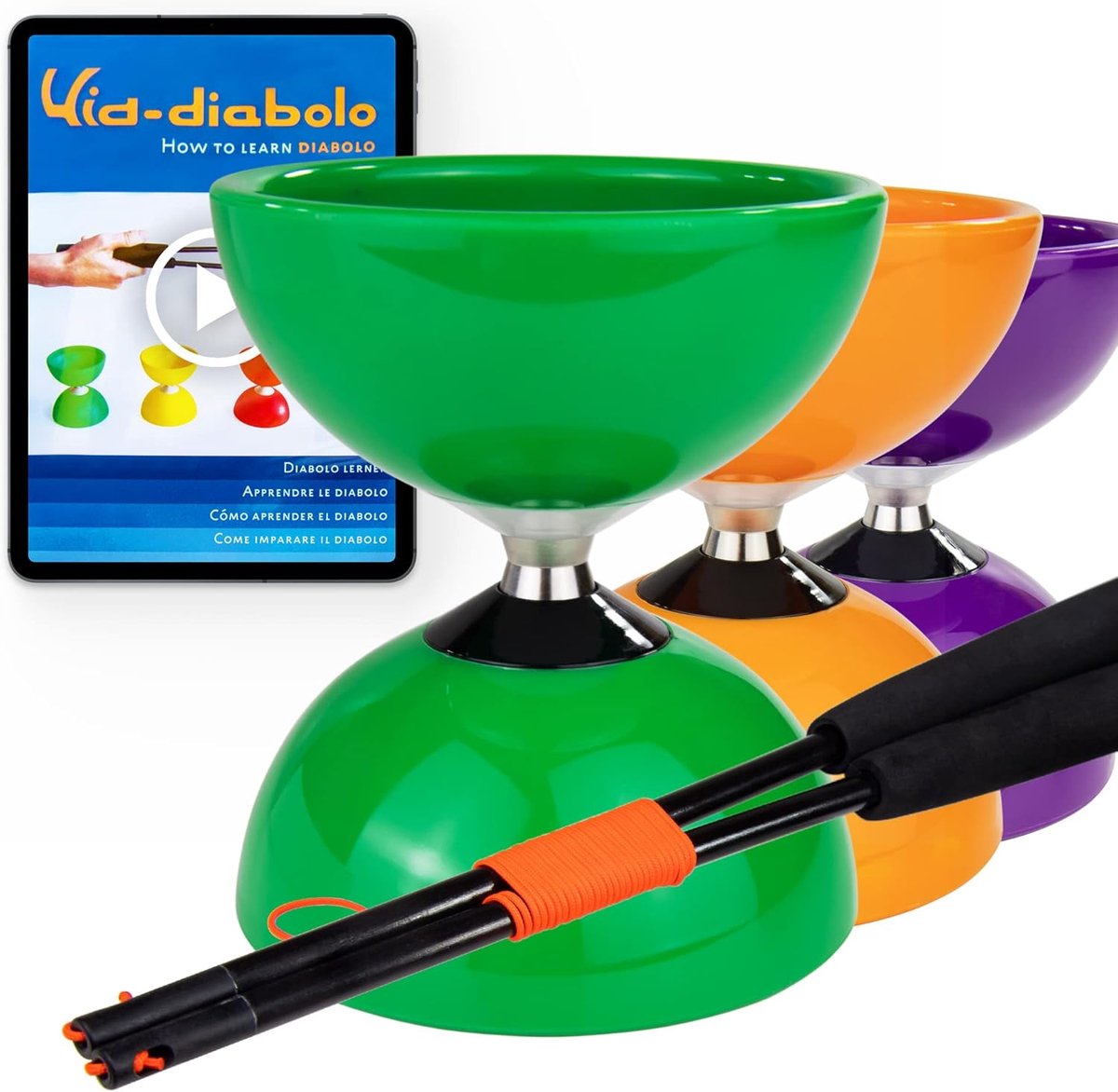 Diabolo Jongleer Set - Circus Speelgoed - Nieuwe Trucs Leren - Dubbel Kogellager - 105 mm x 122 mm - Groen