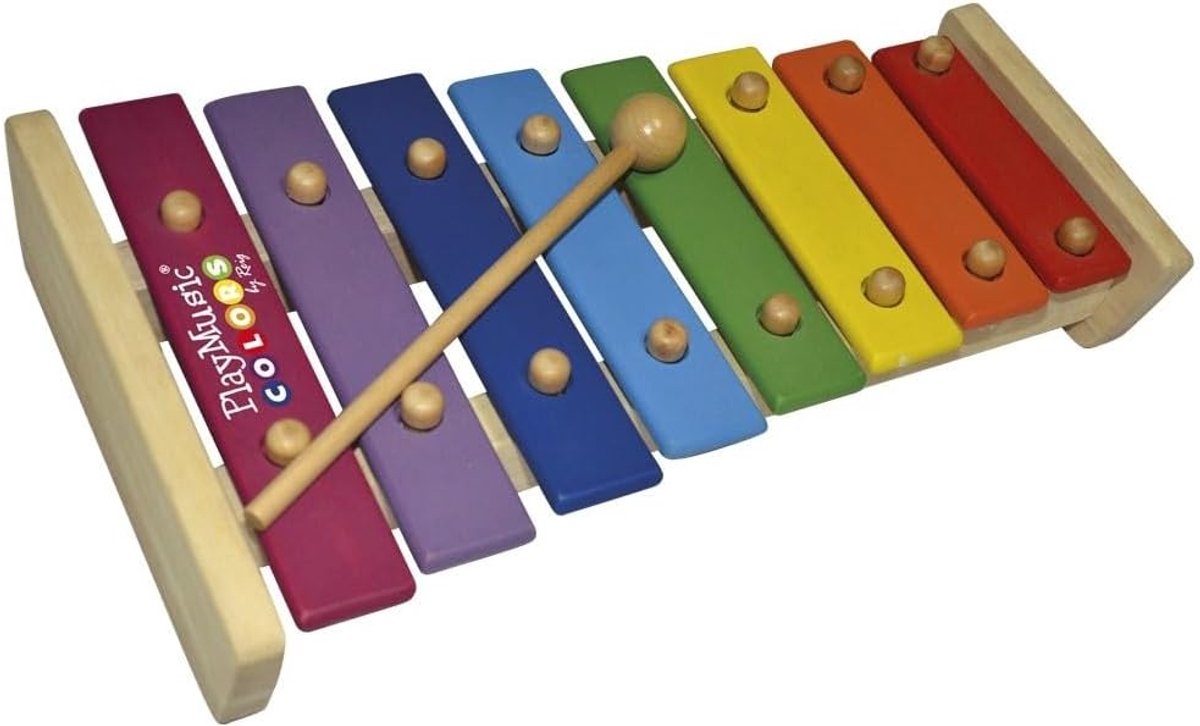 Houten xylofoon - Muziek speelgoed - Muziek maken - Vier heldere tonen - 25x20x5 cm