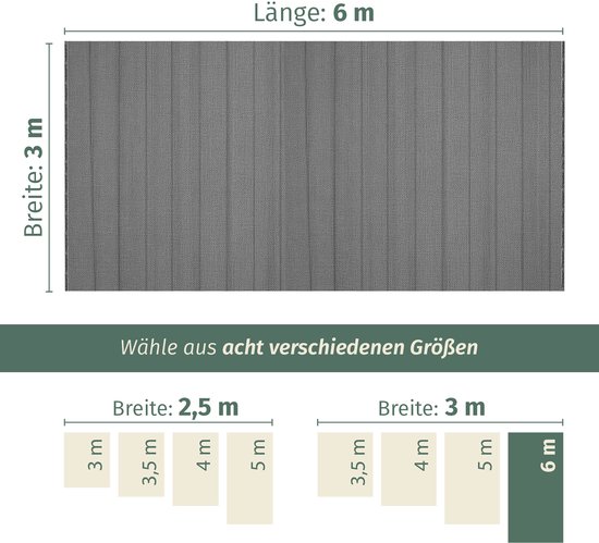 Vorzeltteppich donkergrijs 300x600 cm campingtapijt ademend waterafstotend — afbeelding 2