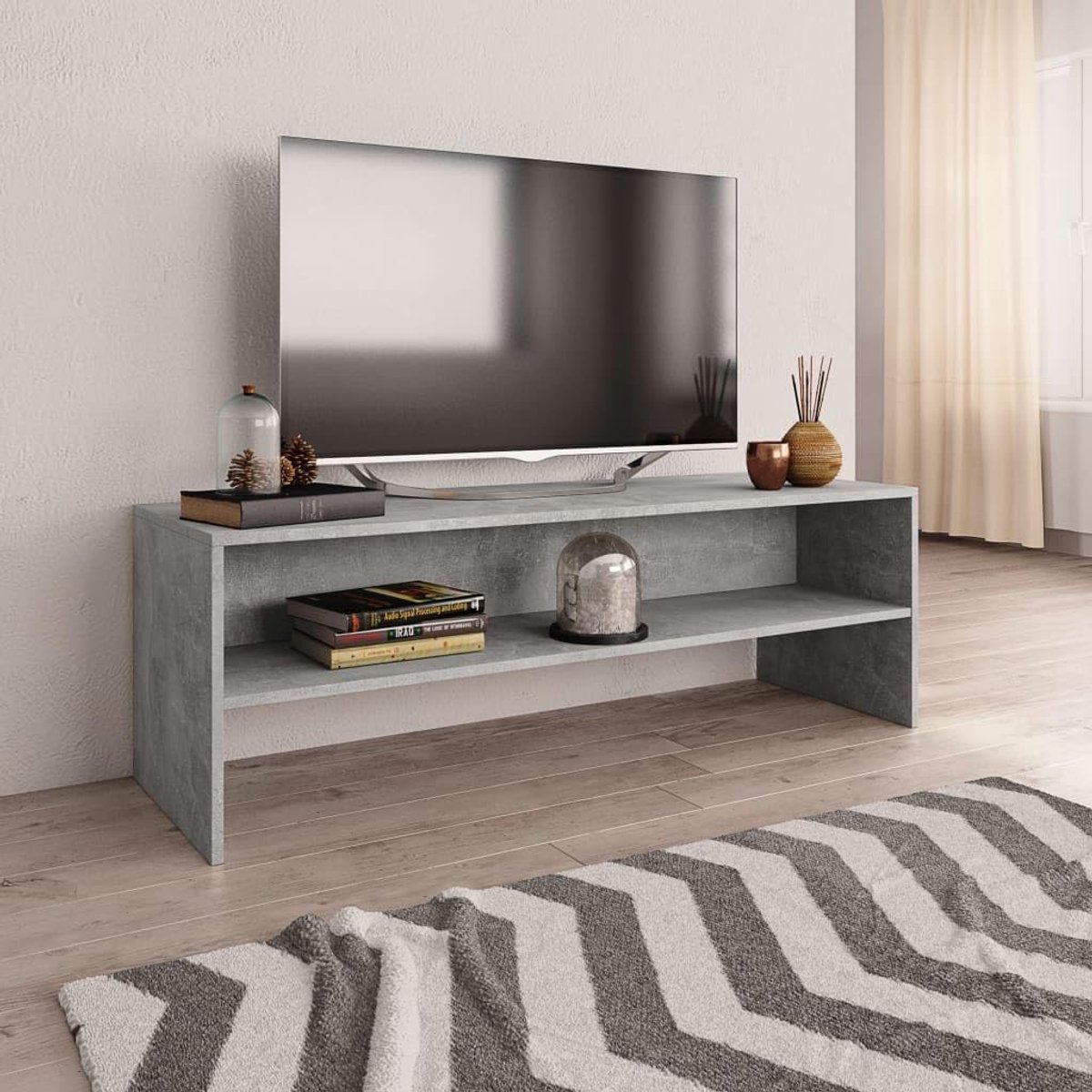 TV-kast - TV meubel commode - Opbergen multimedia - Robuust praktisch design - 120 x 40 x 40 cm - Betongrijs