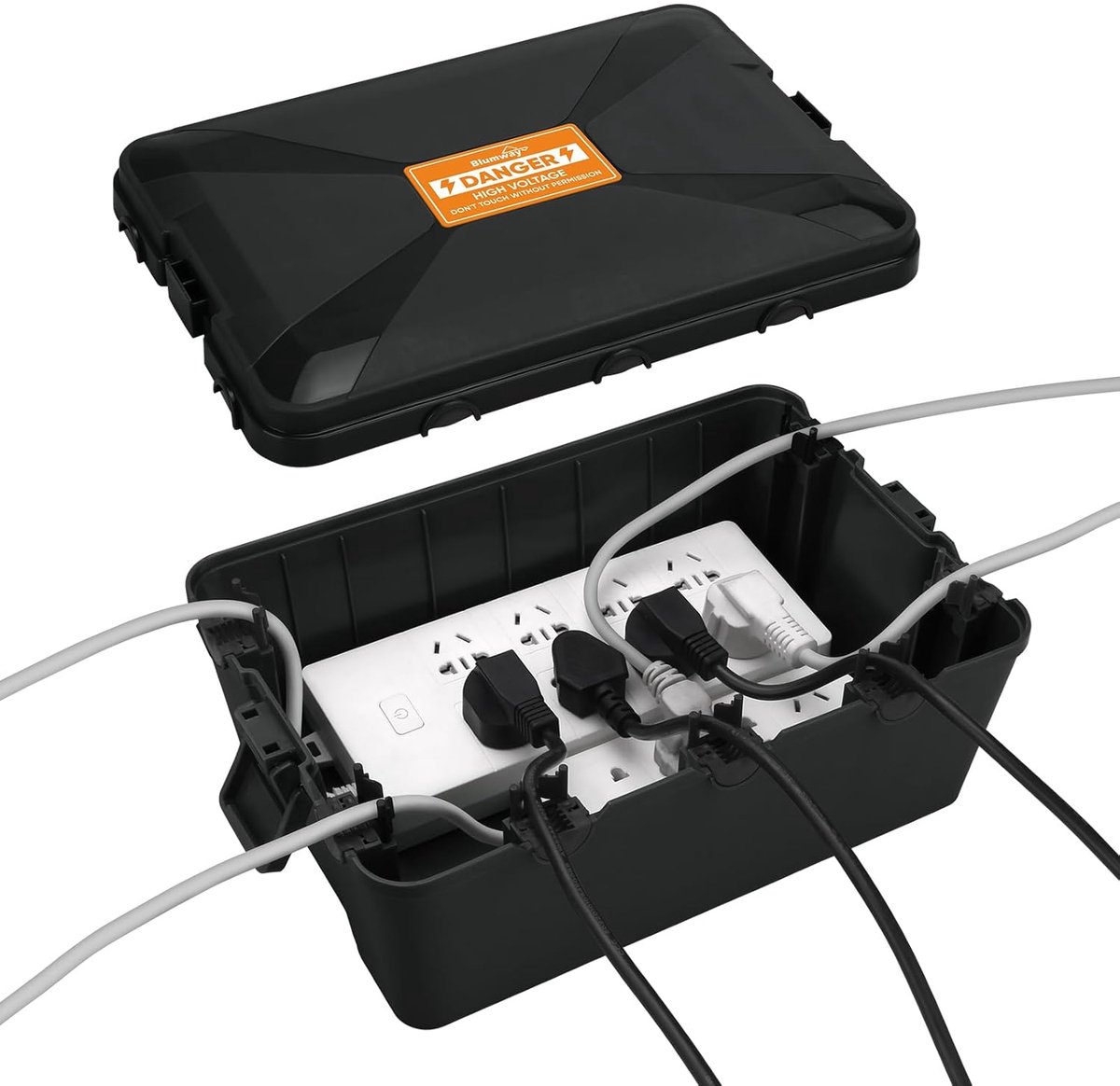 Stopcontacten Doos - Verlengdoos Opbergdoos - Buiten Gebruik - IP54 Weerbestendig - 31x21x12cm - Zwart
