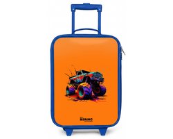 NoBoringSuitcases.com® - Valise enfant bleue - Trolley enfant garçon - Rainbow Wheels - Valise enfant légère - Valise de voyage trolley pour enfants - Petite valise avec roues lumineuses - Valise à roulettes