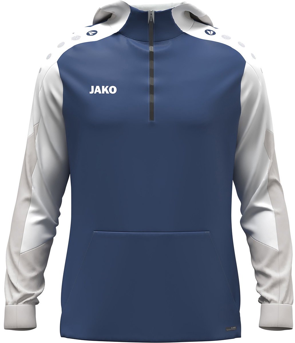 Jako Dynamic Hooded Half Zip Heren - Nachtblauw / Wit / Lichtgrijs | Maat: XXL