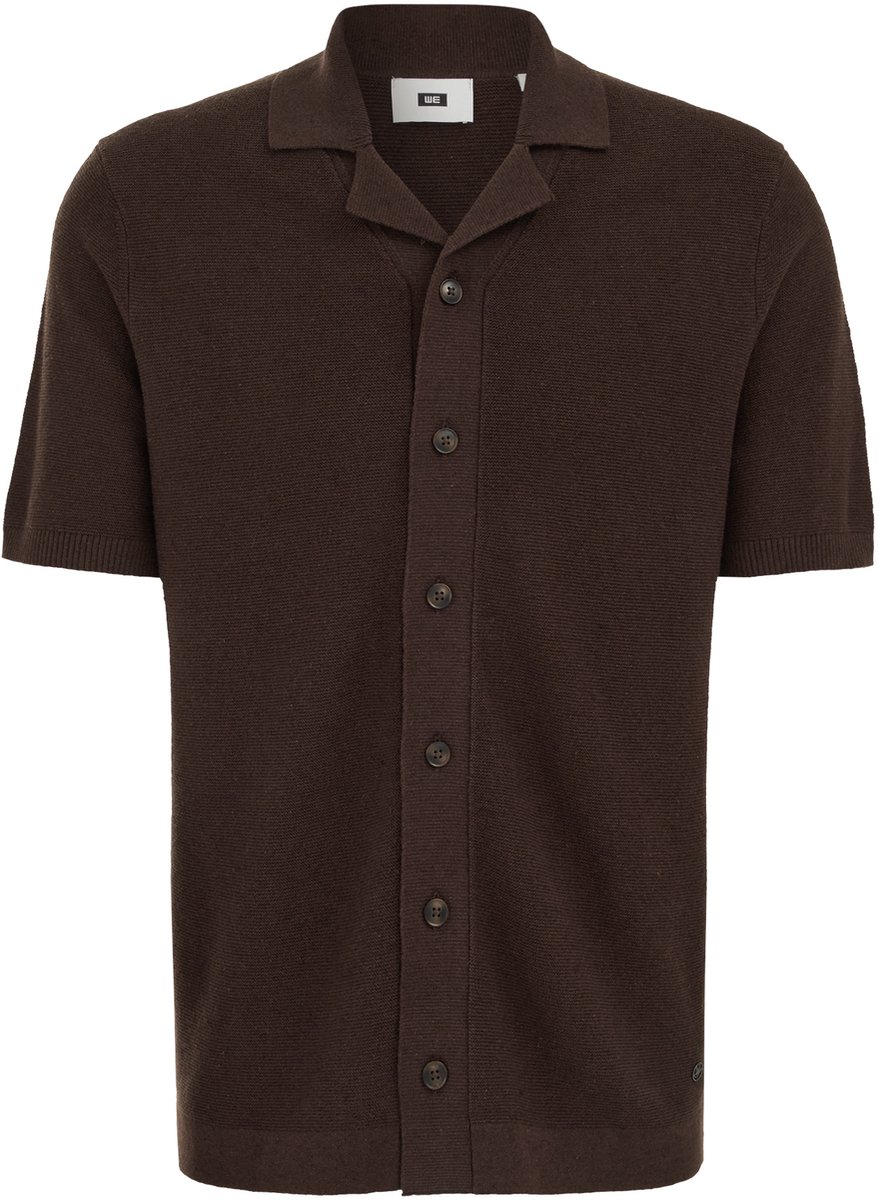 WE Fashion Heren regular fit gebreide polo van linnenmix