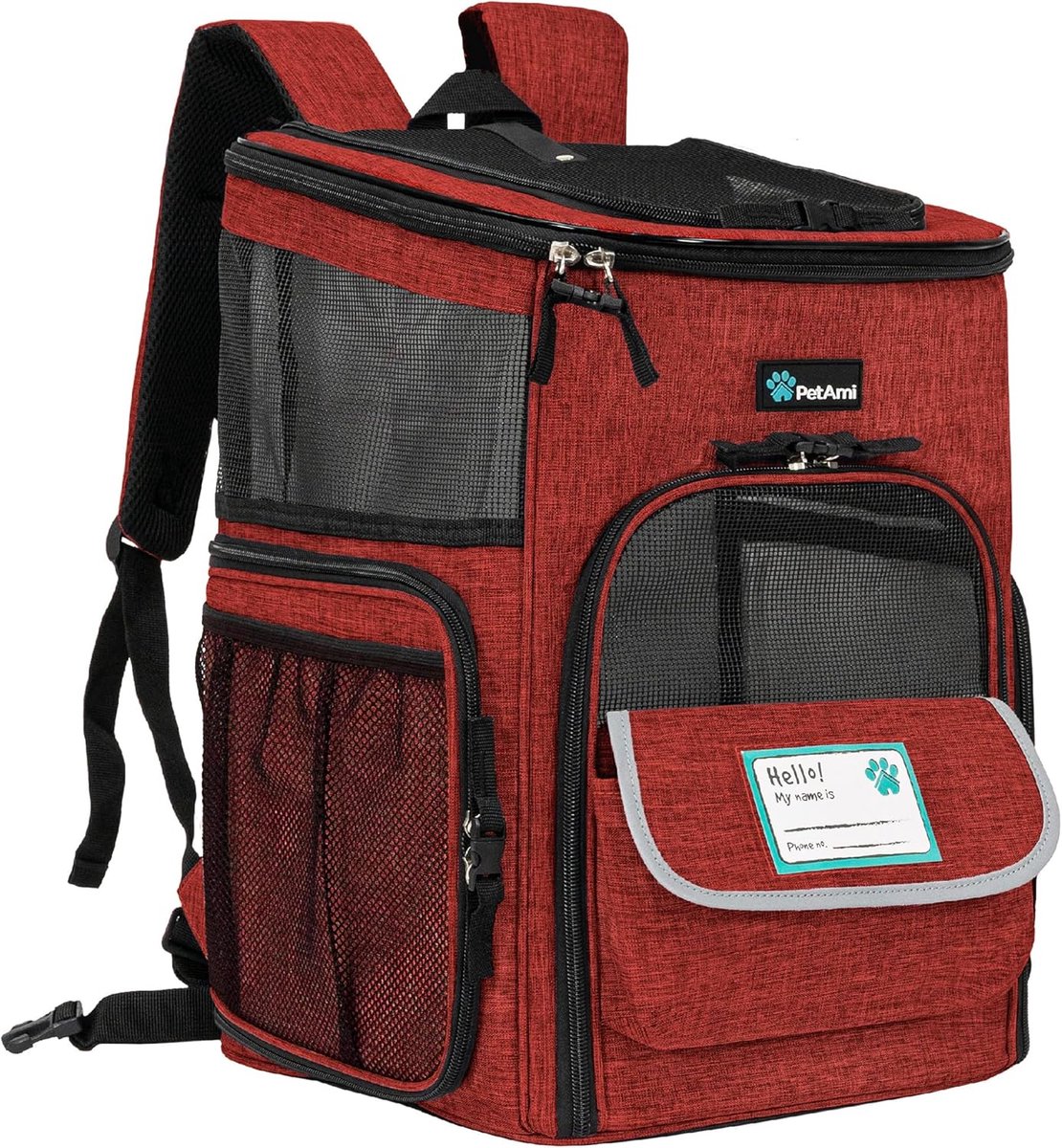 Huisdier Rugzak - Draagbare Kattenbox - Veilig Reizen - Luchtvaart Goedgekeurd - 41x26x32 cm - Rood