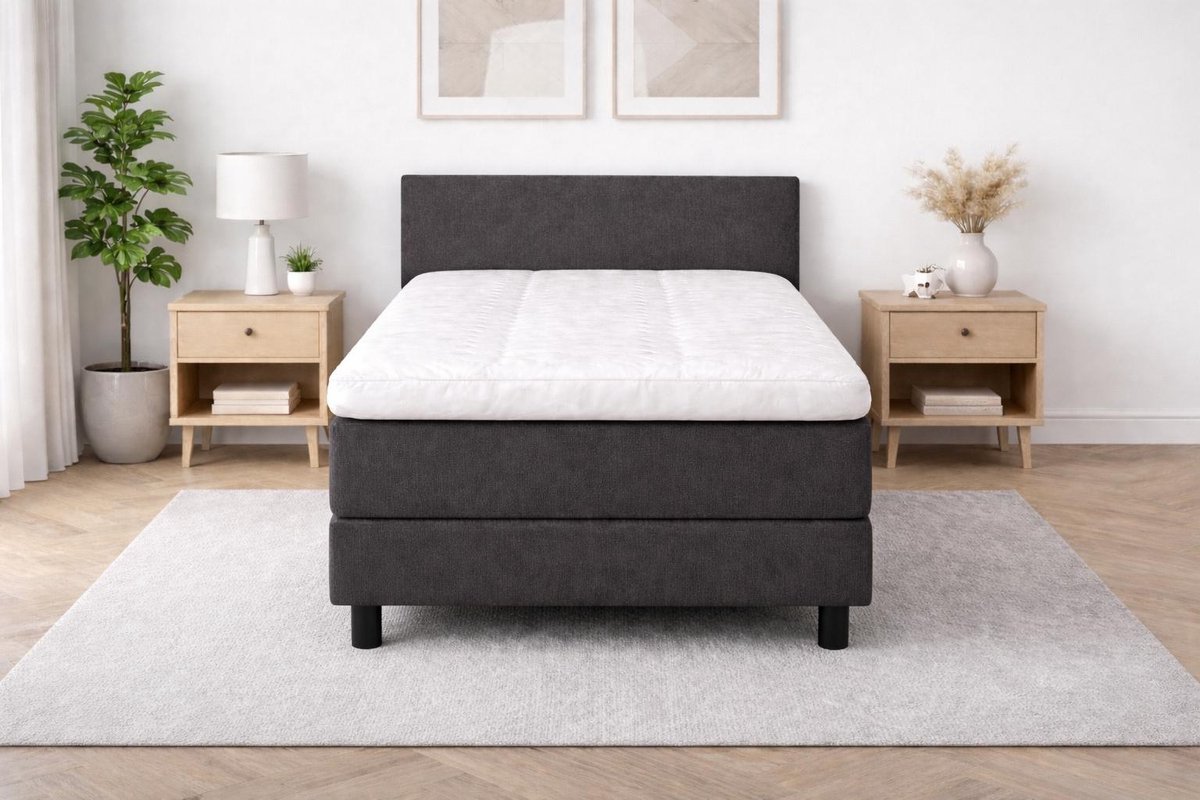 Boxspring Ayla Royal - 80x220 Compleet - Antraciet Glad - Ayla Matrassen - 1 persoons
