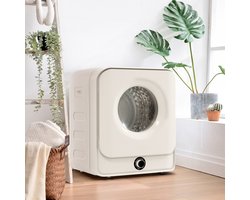 OKWISH Wasdroger Compacte 4,5 Kg - 49,5 x 43,5 x 59,5 cm - Staal En ABS - Wit - Met 5 Programma's En Wandmontage