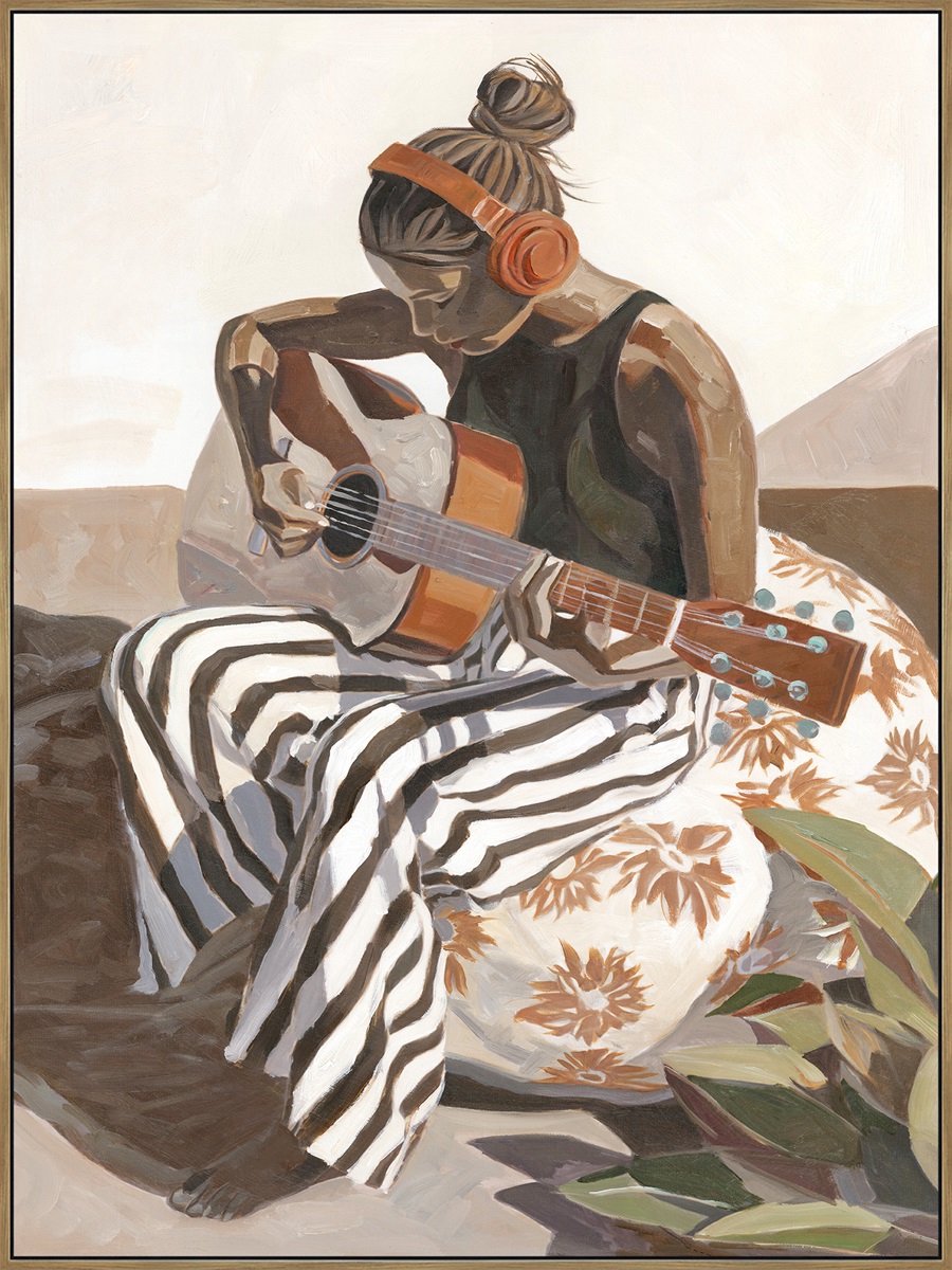 Schilderij 60x80cm gitaar