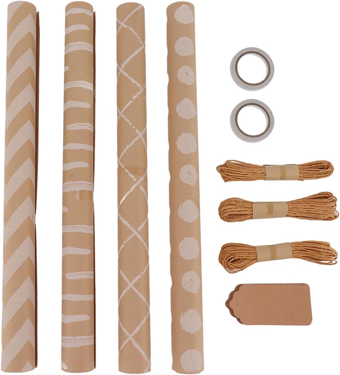 Inpakpapier Set - Kraft Papier Rollen - Geschenken Verpakken - Sterk En Scheurvast - 4 Rollen - Geel