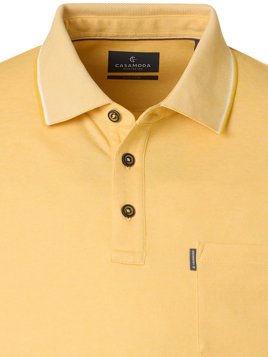 Poloshirt Met Borstzakje 3 Knoops Geel Casa Moda - XXL