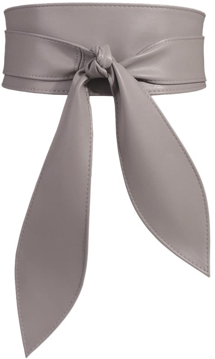 Allecto - Brede Tailleband - Obi Band - Leren Ceintuur - Grijs - Accessoires voor Bruiloft - 9.5 x 242 cm - Geschikt voor Feest - Mode Accessoire