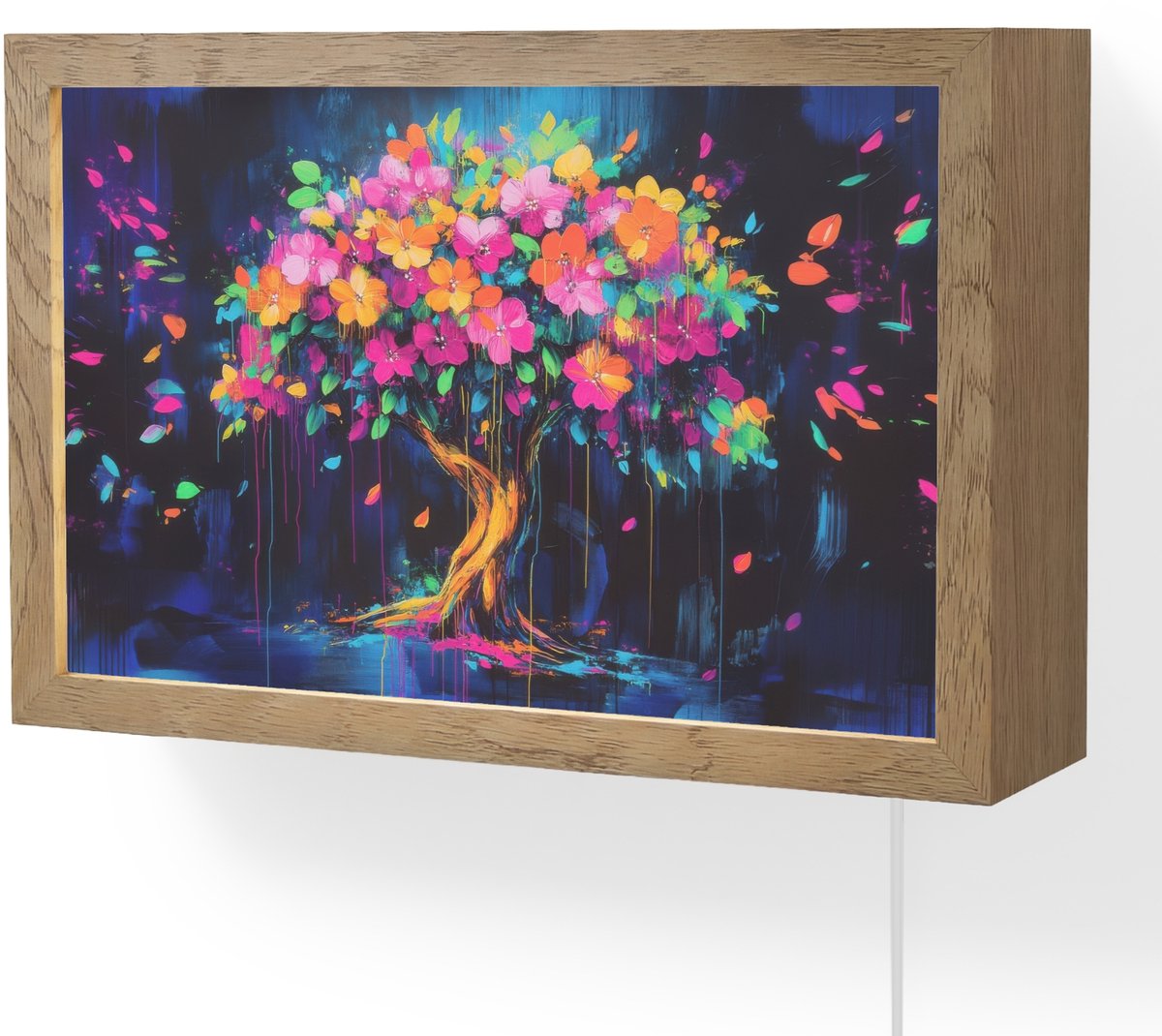 Wandlamp 30x20 cm - Oplaadbaar - Boom - Bloemen - Magisch - Gekleurde - Wandlampen binnen 