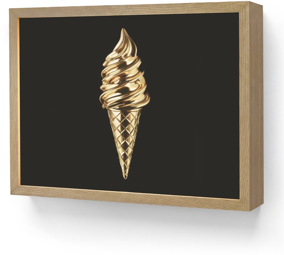 Wandlamp 40x30 cm - Oplaadbaar - Ijs - Goud - Zwart - Eten - Wandlampen binnen woonkamer -