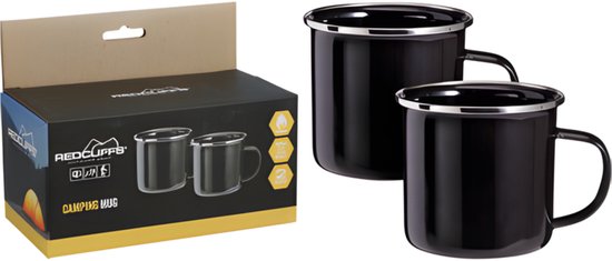 Redcliffs Outdoor serviesset - 6 delig - emaille - zwart/zilver - kamperen/outdoor — afbeelding 4