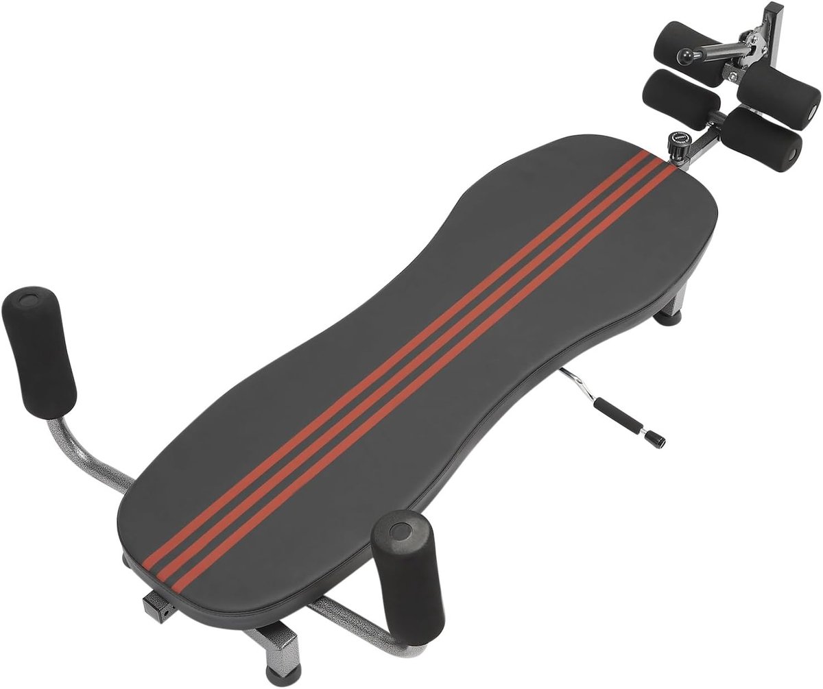 Rugstrek Bank - Tractie Tafel - Ontspanning Rug - Inklapbaar Ontwerp - 150 kg Draagvermogen - Zwart Rood