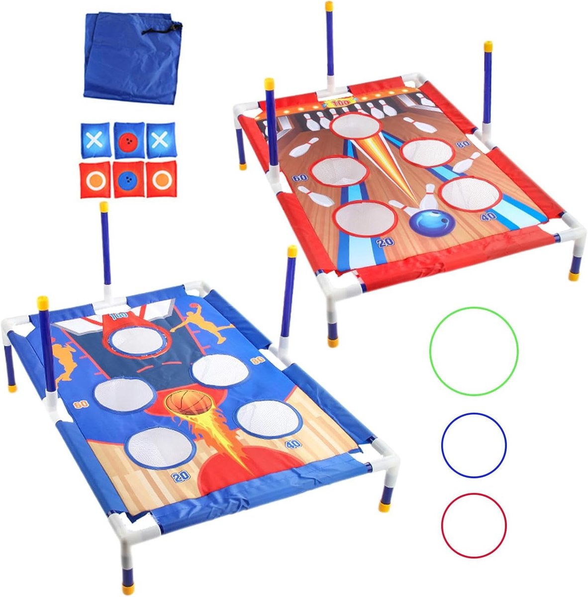 Cornhole Bordenset - Zitzakgooi Spel - Buiten Spelen - Inclusief Zandzakken - 80x54x26.5 cm