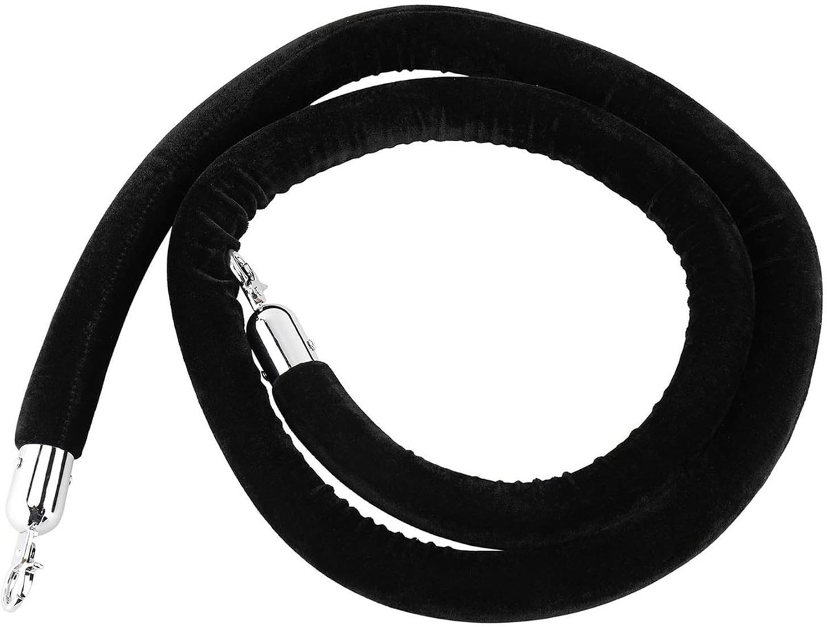 Afzetkoord Fluweel - Veiligheidstouw - Massa Controle - Zelfsluitende Haak - 3.3ft / 100cm - Zwart