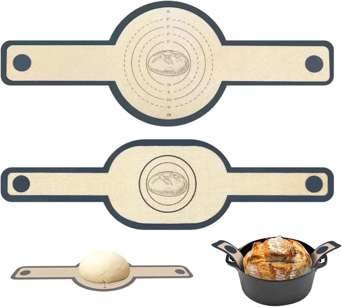Bakmat Set - Bakonderlegger Herbruikbaar - Brood Bakken - Hittebestendig Antiaanbak - 21x8cm - Effengekleurd