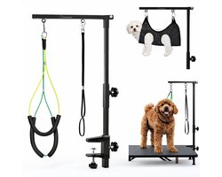 Groomzo RVS Trimtafel Beugel - Trimarm voor Trimtafel - Geschikt voor Trimtafels voor Honden en Hondentrimtafel - Past op Elke Tafel - Voor Alle Honden - Incl. Verstelbare Lussen