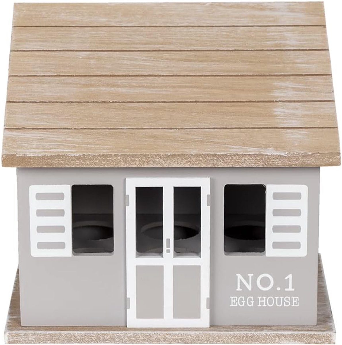 Eierkastje Huis - Eierhouder Rek - Keuken Opbergen - Landelijke Stijl - 20x14x18 cm - Grijs Bruin