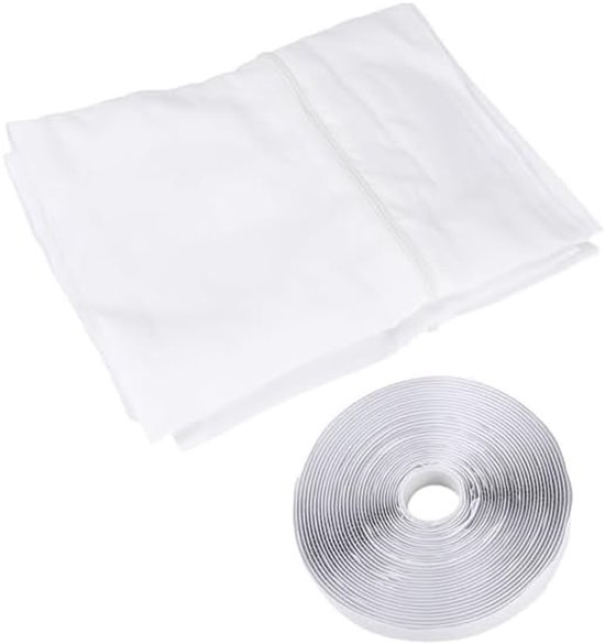 Mobiele airco raamafdichting 400 cm – flexibele stof, ritssluiting, universele pasvorm, wit, luchtdicht