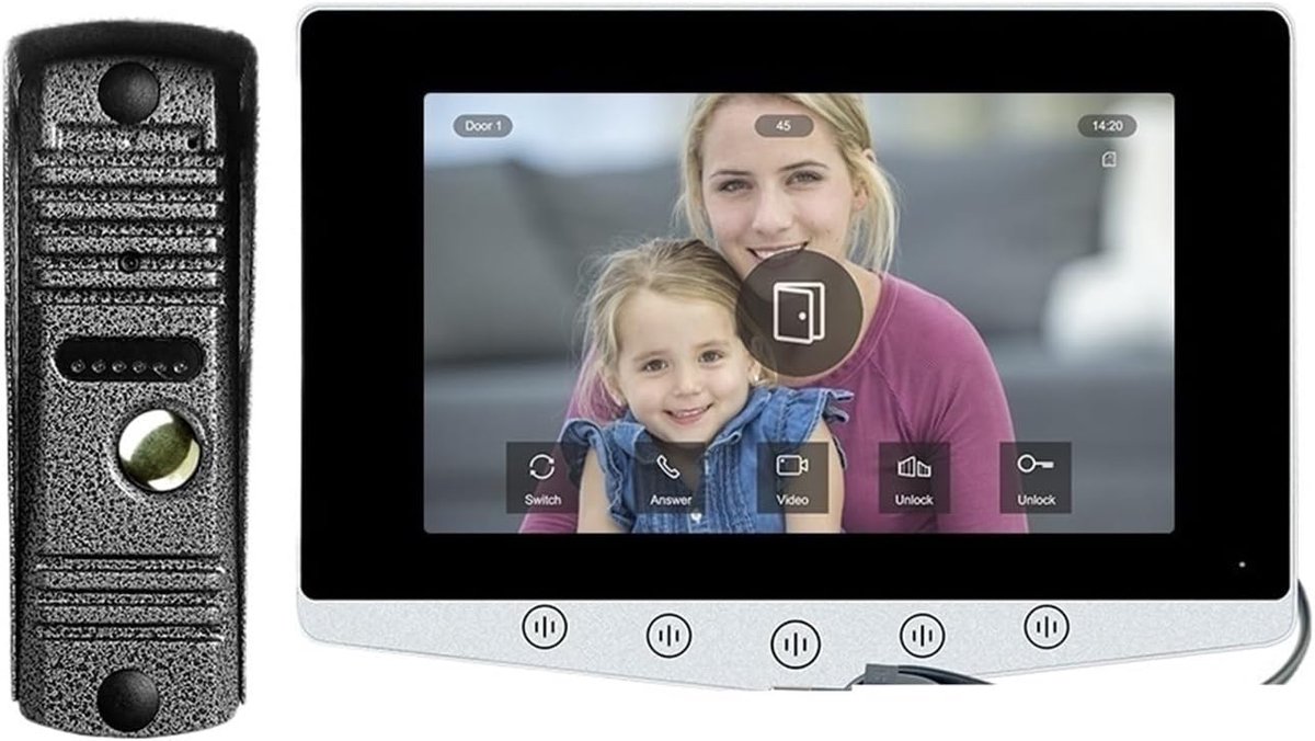 Video Deurintercom - Beveiligingscamera Systeem - Veilig Thuis - 1080p HD Camera - 7 Inch Scherm - Zwart
