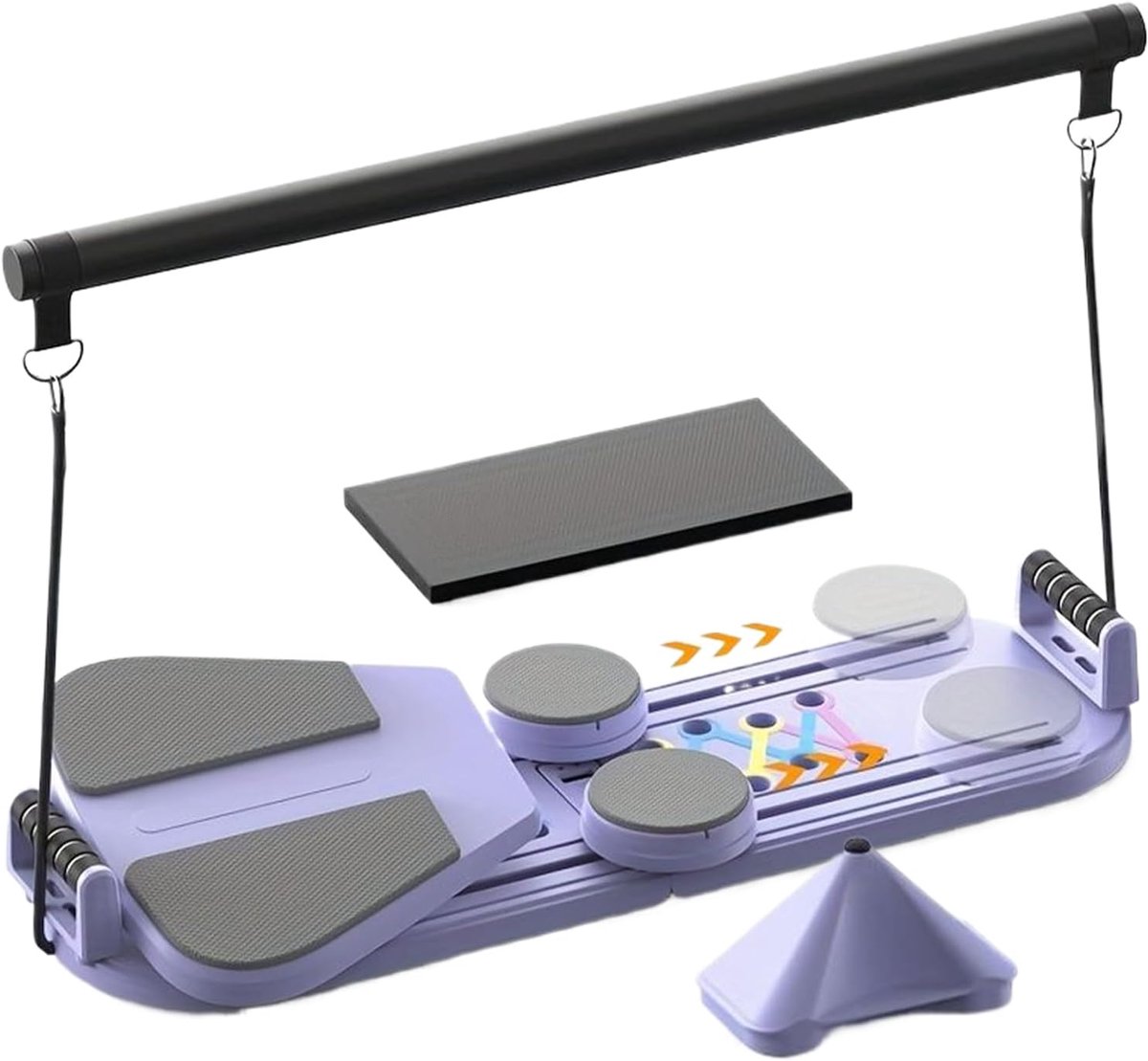 Pilates Fitnessbord - Buiktrainer Draagbaar - Thuis Sporten - 5-in-1 Functie - 98 x 37 cm - Paars