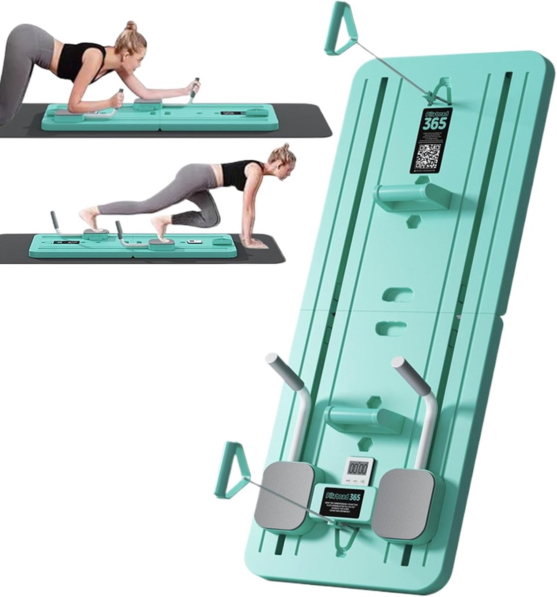 Pilates Trainingsbord - Core Trainer Fitness - Thuis Trainen - Multifunctioneel Met Accessoires - 106x41cm - Groen
