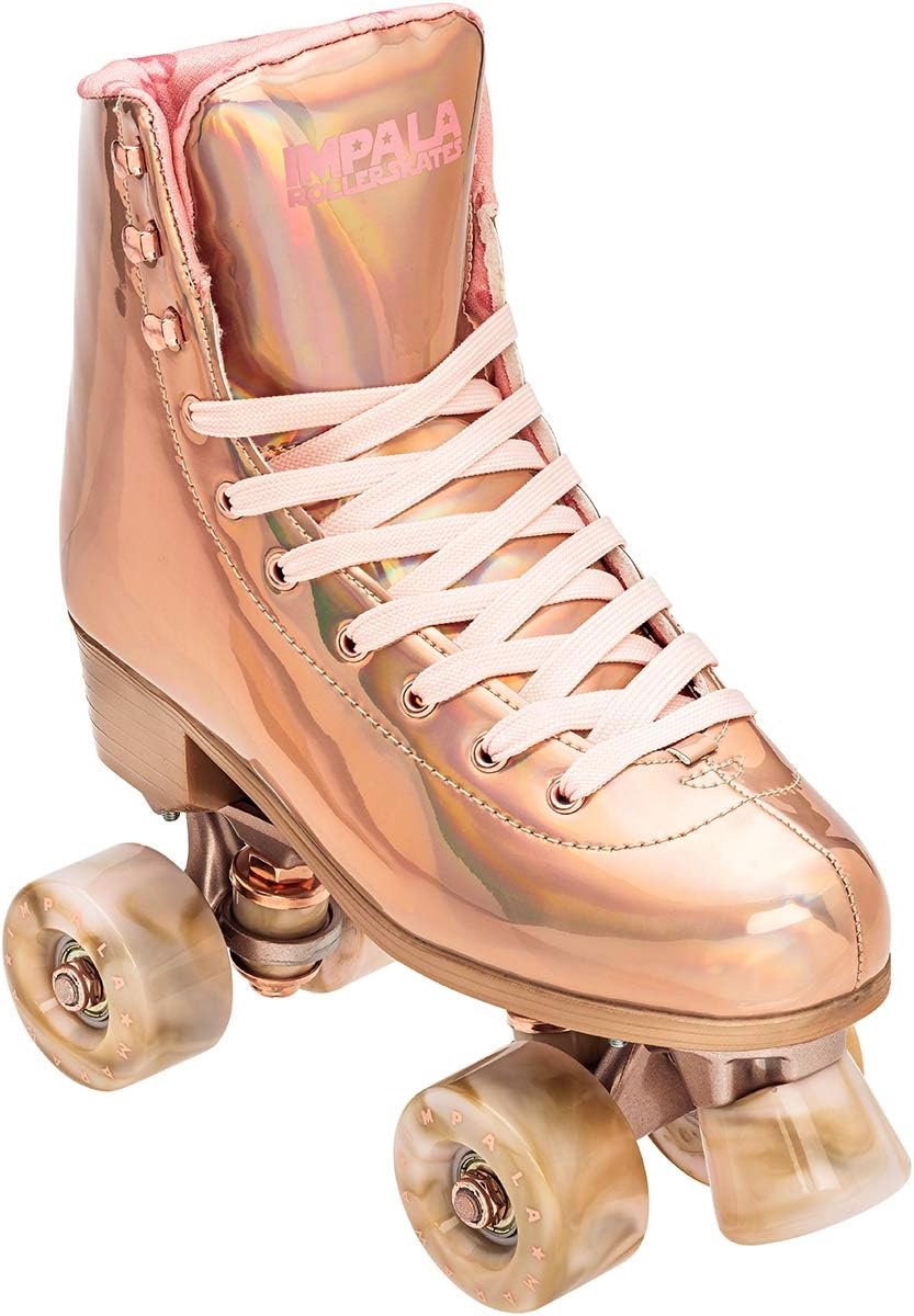 Rolschaatsen Dames Quad Skates Buiten Ritten Duurzaam Aluminium Frame – Roségoud